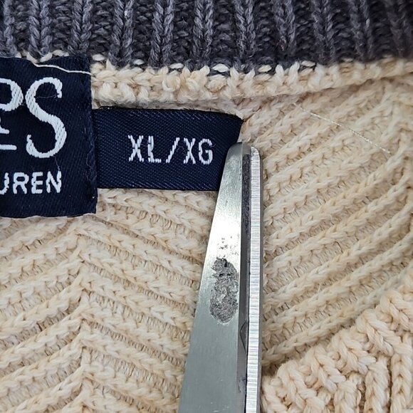 Ralph Lauren Chaps Hand Framed Sweater Men's Size XL Wheat Straw Cotton Texture - Picture 6 of 13